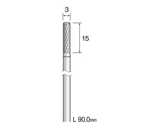 ミニター ロングシャフト超硬カッター（クロスカット）　刃先：Φ3×15 軸径：3 1個 BC6012