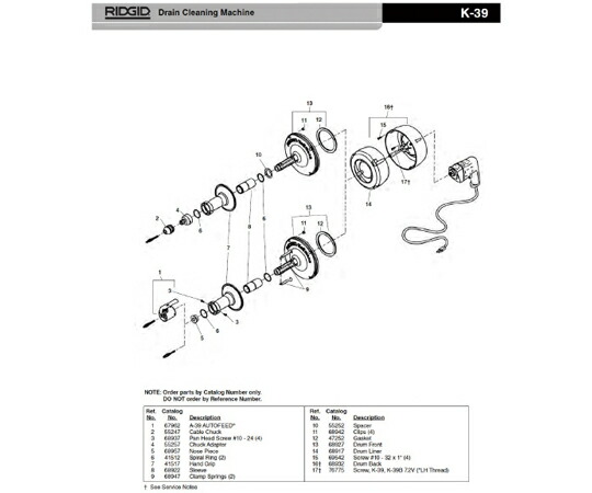 RIDGID ドラム　フロント　Ｆ／Ｋ−３８・３９（スクリュー付（４１５４７） 1個 68927 7,620円