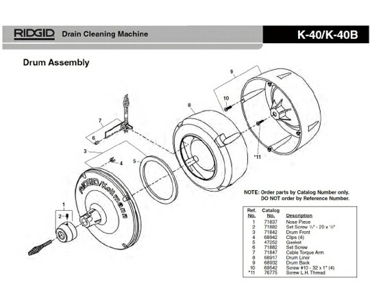 RIDGID ドラムフロント　Ｆ／Ｋ−４０ 1個 71842