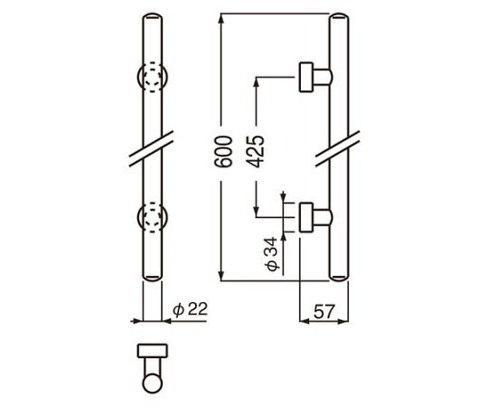 シロクマ G型甲丸丸棒取手600ミリ金 1個 NO303G