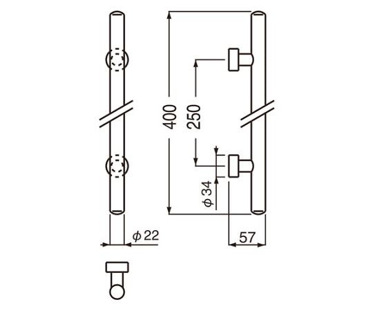 シロクマ G型甲丸丸棒取手400ミリ金 1個 NO303G