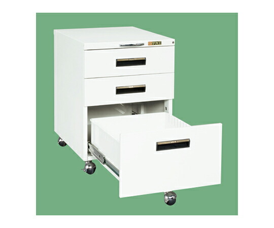 サカエ キャビネットワゴン パールホワイト 1台 NW-3CBW