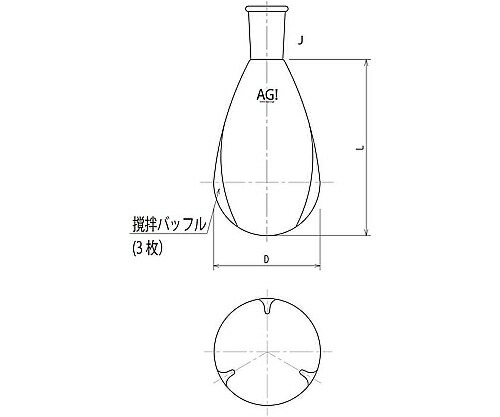 旭製作所 粉体攪拌用ロータリーナスフラスコ　50mL　24/40 3216-050V-4L 1個の通販は 8,415円