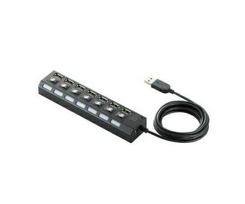 エレコム USBHUB2.0 個別スイッチ付 セルフパワー 7ポート 2m ブラック U2H-TZS720SBK 1パックの通販は