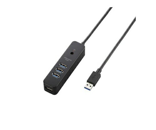 エレコム USBHUB3.0 ケーブル直生え セルフパワー マグネット 4ポート ブラック U3H-T410SBK 1パックの通販は
