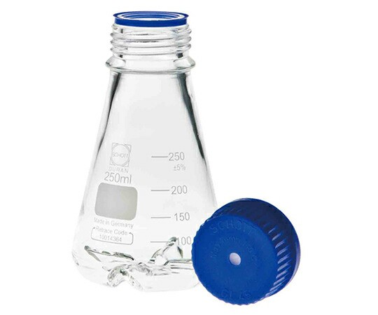 DWK Life Sciences ねじ口振盪三角フラスコ　下部バッフル付　250mL 016460-250A 1箱(4個入)