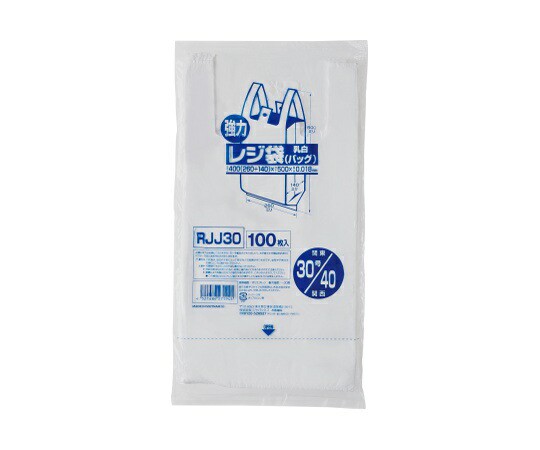 ジャパックス レジ袋(乳白) 関東30号/関西40号 HDPE 白 0.018mm 1ケース(100枚×30冊入) RJJ30