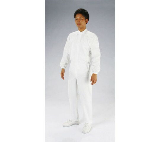 エスコ [3L]クリーンルーム用継ぎ作業服(白/センターファスナー) 1着 EA996DB-4