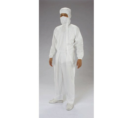 エスコ [LL]クリーンルーム用フード付継ぎ服(白/サイドファスナー) 1着 EA996DC-3