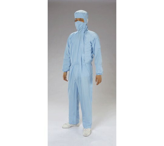 エスコ [L]クリーンルーム用フード付継ぎ服(青/サイドファスナー) 1着 EA996DC-12