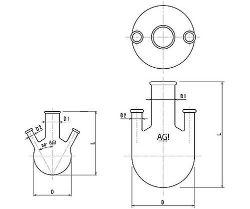 旭製作所 リム付三ツ口丸底フラスコ　200mL 1個 3316-200