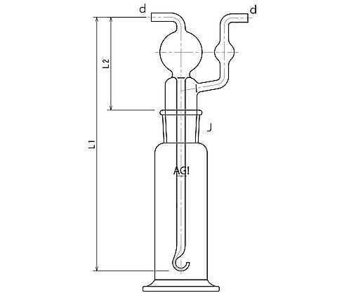 旭製作所 ドレッセル式ガス洗浄瓶　250mL 1個 4108-250