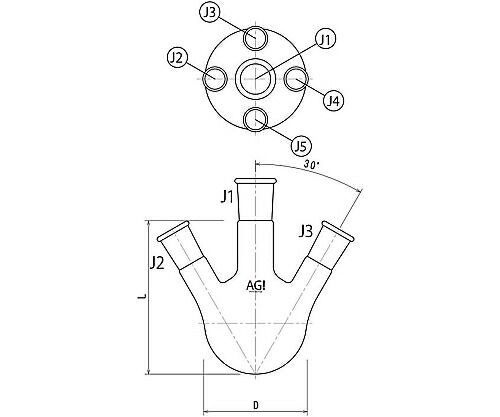 旭製作所 五ツ口フラスコ　100mL　29/42・15/25 1個 3114-100-5L1L 24,077円