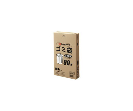 スマートバリュー ゴミ袋　LDD　白半透明　90L　200枚 1箱(100枚×2箱入) N115J-90P