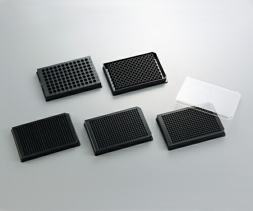 ステム 黒色マイクロプレート　平底　96well・Q型　γ線滅菌済（フタ付き） 1箱(1枚×50袋入) P96FQBS