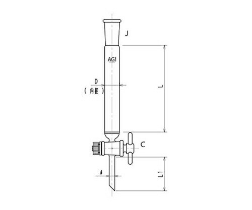 旭製作所 ジョイント付クロマトカラム(PTFEコック・フィルター付) 1個 3818-50/300-5L