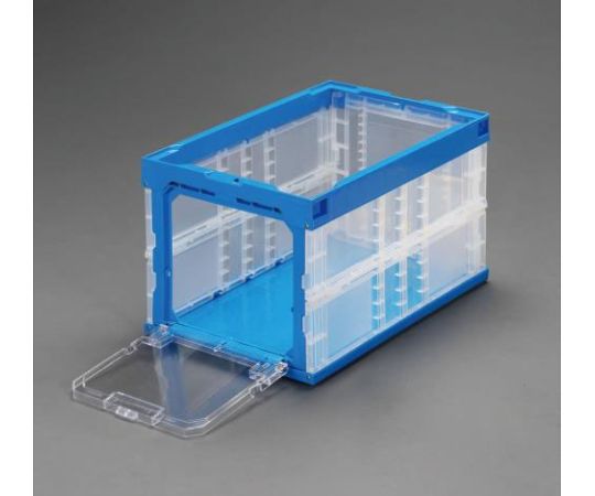 エスコ 折畳コンテナ（窓開・青）　530×366×321mm/50.8L 1個 EA506AA-15