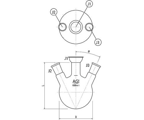 旭製作所 三ツ口蒸留フラスコ 5000mL 50/30・24/40 1個 3190-5-J4L