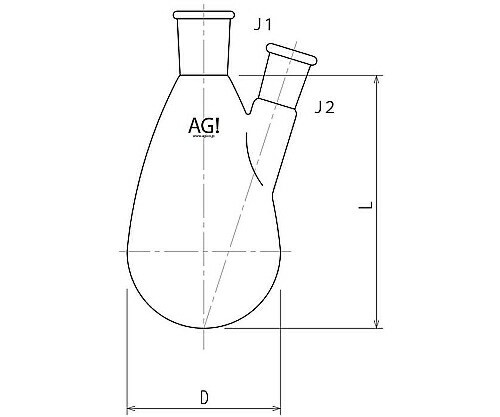 旭製作所 セミ・ミクロ二ツ口ナスフラスコ 100mL 19/22・15/20 1個 3210-100-3M1M