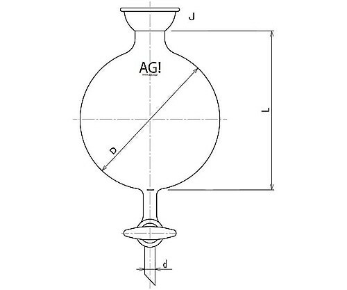 旭製作所 ドレン付ロータリー受フラスコ 500mL 35/20 1個 3220-500-G