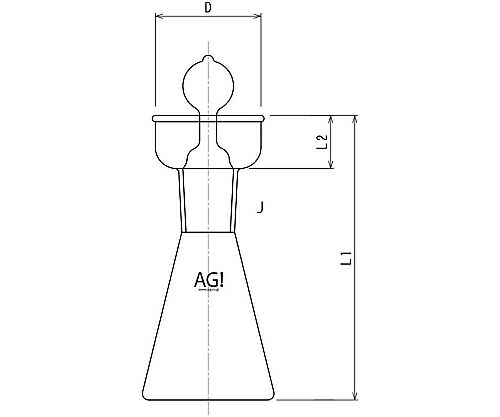 旭製作所 沃素フラスコ 300mL 1個 3254-300-5M