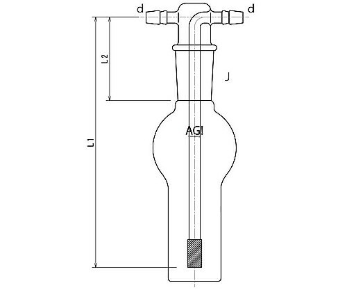 旭製作所 球付ガス洗浄瓶 100ml 1個 4124-100