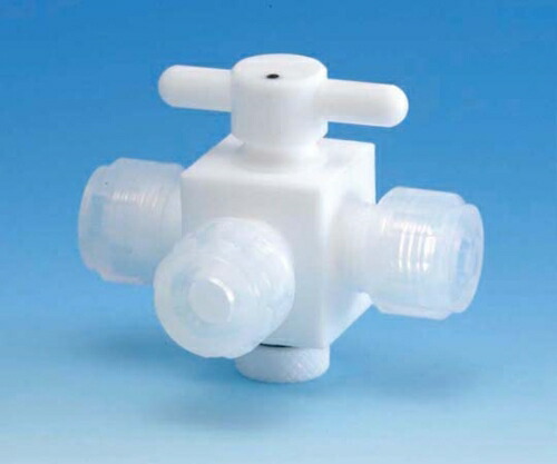 フロン工業 オールPTFE3方バルブ 10φ(接続型) 1個 F-2010-003
