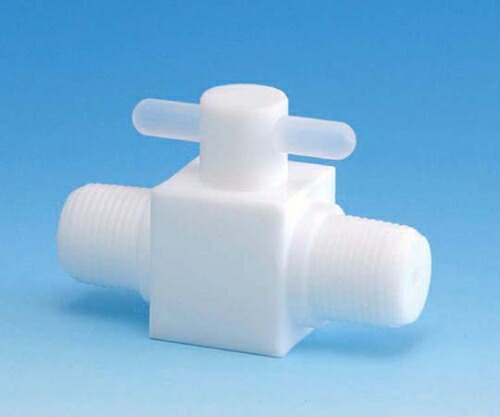 フロン工業 PTFE2方バルブ両オスタイプ圧入型 R3/8 1個 F-2211-002