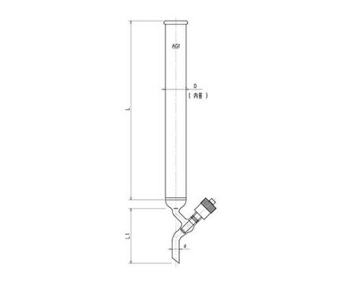 旭製作所 高真空グリースレスバルブ付クロマトカラム(フィルター付) 1個 3810-50/300V