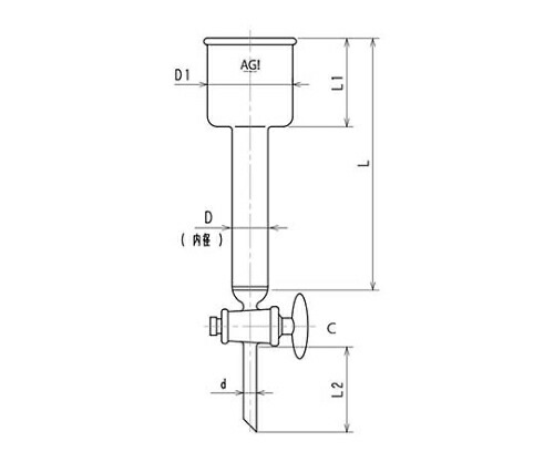 旭製作所 アルミナカラム(イオン交換樹脂カラム・ガラスコック・フィルター付) 1個 3864-10/300