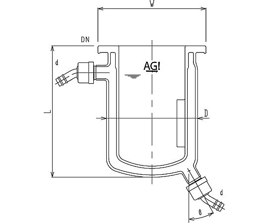 旭製作所 フルジャケット式セパラ反応容器 ホース口タイプ 撹拌バッフル付 1個 3058-6/200-H-A