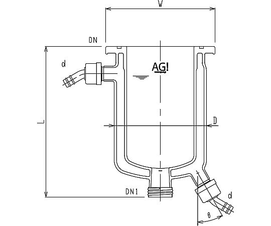 旭製作所 フルジャケット式セパラ反応容器 ホース口タイプ・弁座付 Ｏリング溝付 1個 3076-6/200-H-G