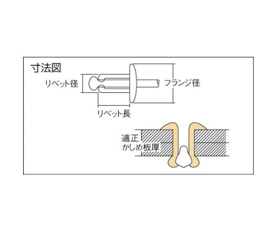 ロブテックス ブラインドリベット（アルミニウム/ステンレス製） 5-8（1000本入） 箱入 NTA58 1箱(1000本入)_3