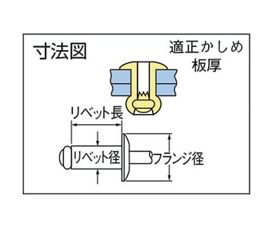 ポップリベット・ファスナー オープンタイプリベット（アルミアルミ）AD46ABS　（1000本入） AD46ABS 1箱(1000本入)_3