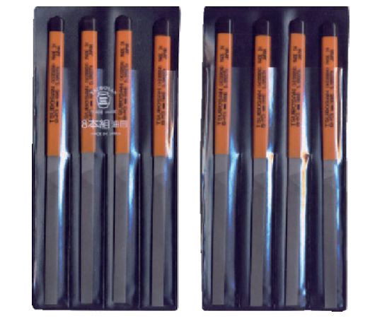 ツボサン 組ヤスリ　8本組　平　油目 HI008-04 1セット(8本入)