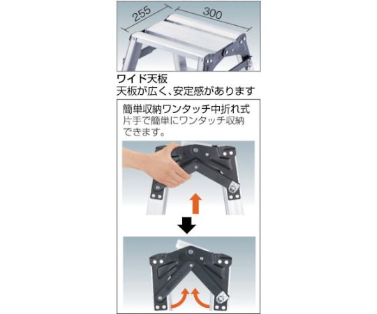 トラスコ中山 はしご兼用脚立　アルミ合金製脚カバー付　高さ0.81m TPRK-090 1台
