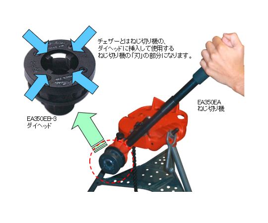 エスコ [EA350EA,EB用]1・1/2"ダイヘッド&チェザー EA350EB-14 1個