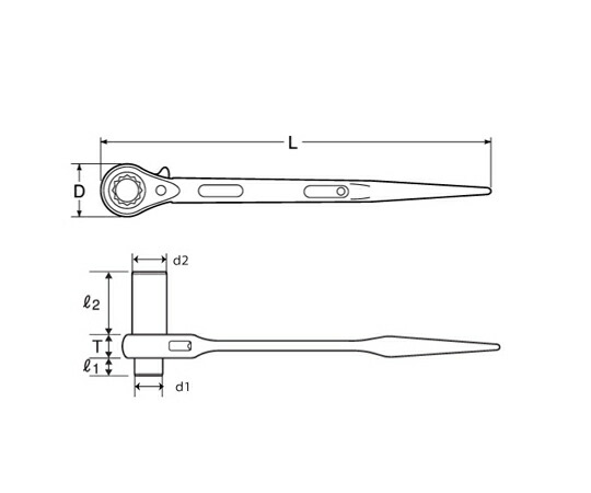 エスコ ラチェットレンチ（ロング）　21×26mm/358mm EA602AK-6 1個_3