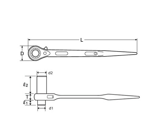 エスコ ラチェットレンチ（ロング）　24×27mm/358mm EA602AK-7 1個_2