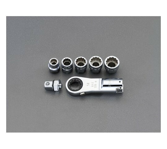 エスコ トルクレンチヘッドセット　55N・m/3/8"DR/8-14mmソケット EA723JD 1セット