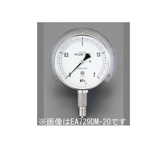 エスコ 圧力計(ステンレス) G3/8"/75mm/0-1.0MPa つば付 EA729DM-10 1個