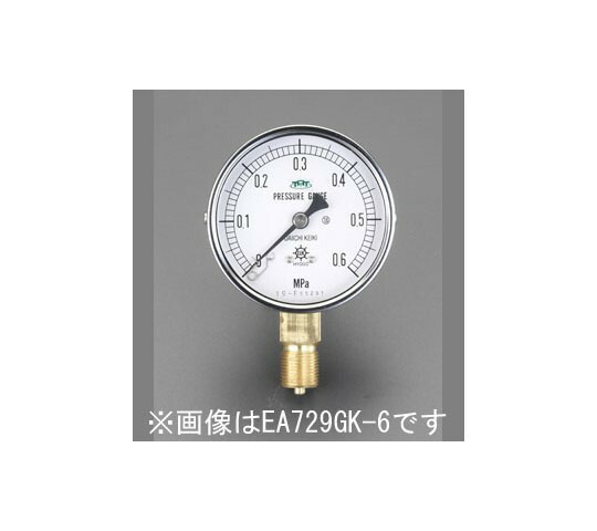 エスコ 圧力計(耐脈動圧型) 100mm/0-5.0MPa EA729GM-50 1個