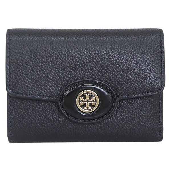 トリーバーチ 財布 レディース 三つ折り財布 アウトレット レザー ブラック ROBINSON PEBBLED SMALL WALLET 165002-001 TORY BURCH_1