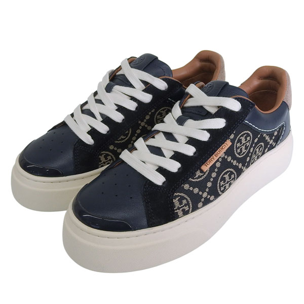 トリーバーチ 靴 レディース スニーカー アウトレット 22.5cm ジャガード×レザー ネイビーマルチ T MONOGRAM LADYBUG SNEAKERS 141750-416225 TORY BURCH