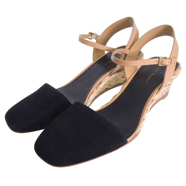 トリーバーチ 靴 レディース サンダル アウトレット 24.5cm スエード ブラック CLOSED TOE MID ESPADRILLE 150763-006245 TORY BURCH