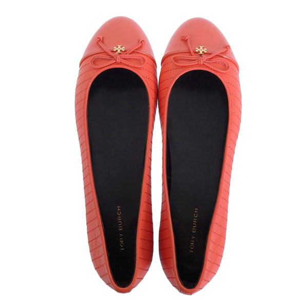 トリーバーチ 靴 レディース パンプス アウトレット 24cm レザー コーラル CAP-TOE QUILTED BALLET 159062-65024 TORY BURCH_1