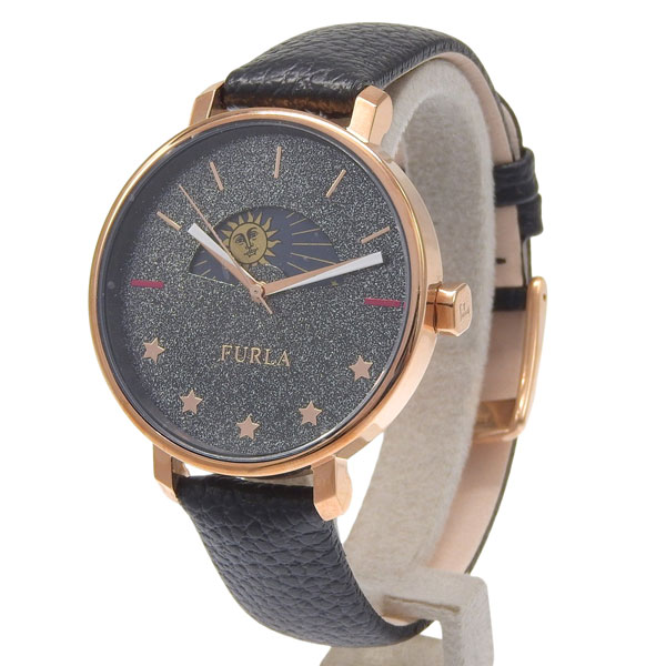フルラ 小物 レディース 腕時計 GP×レザー ブラック FURLA REA 38mm 3Ｈ BLACK DIAL BL R4251118501 FURLA 7,350円
