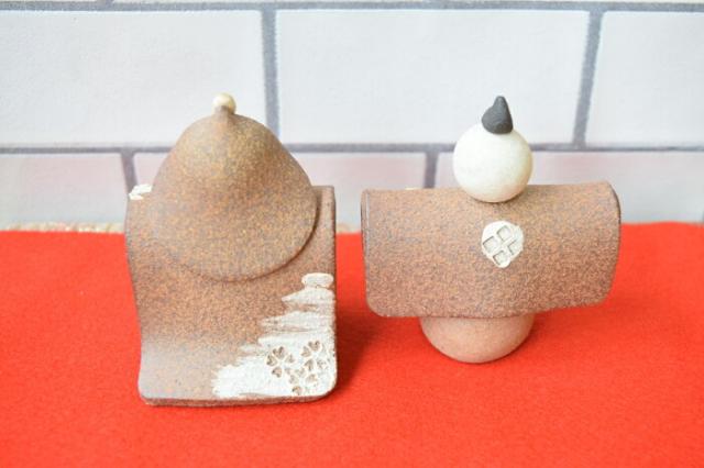 【お雛様】信楽焼　モダン　おしゃれ 雛人形　かわいい ひな人形　コンパクト　陶器 おひなさま　お祝い　ギフト　令和　十二単　お雛様 雛人形 おしゃれ　 初節句 ミニ 焼き物 やきもの 　明神窯　省スペース　z1-03_11