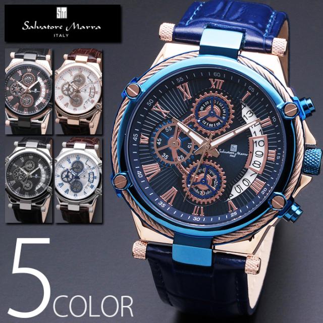 10気圧防水 クロノグラフ 腕時計 メンズ 1年保証 全5色 正規 Salvatore Marra サルバトーレ マーラ クロノグラフ 腕時計 0522の通販は