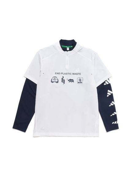 アディダス adidas モックネック　レイヤード　ＥＰＷ　グラフィック　長袖ストレッチシャツ ハイネック